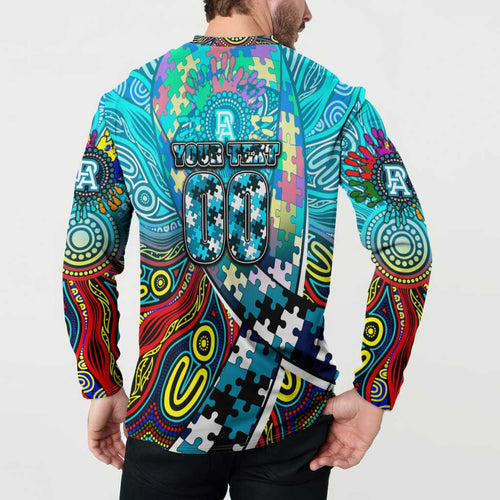 Autism Awareness Australia Port Adelaide Power Button Sweatshirt Aboriginal Indigenous Art