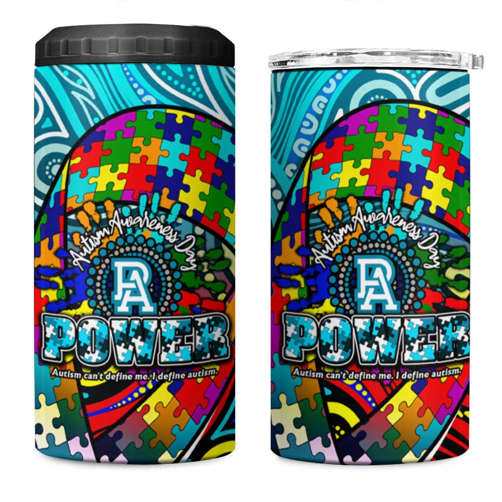Autism Awareness Australia  Port Adelaide Power 4 in 1 Can Cooler Tumbler Aboriginal Indigenous Art
