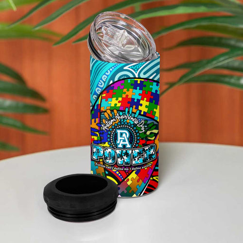 Autism Awareness Australia  Port Adelaide Power 4 in 1 Can Cooler Tumbler Aboriginal Indigenous Art