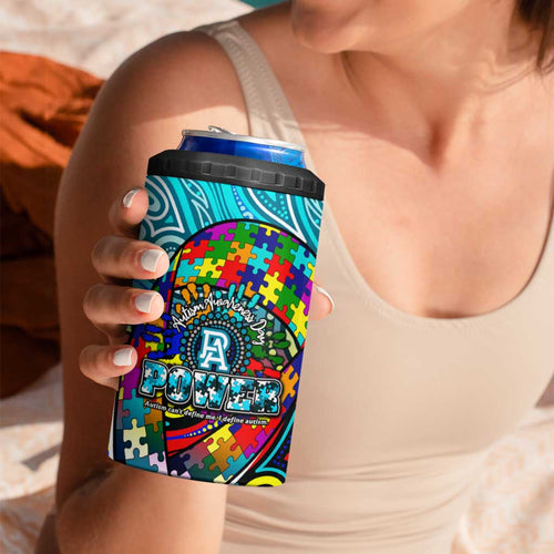 Autism Awareness Australia  Port Adelaide Power 4 in 1 Can Cooler Tumbler Aboriginal Indigenous Art