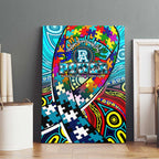 Autism Awareness Australia Port Adelaide Power Canvas Wall Art Aboriginal Indigenous Art