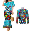Autism Awareness Australia Port Adelaide Power Couples Matching Mermaid Dress and Long Sleeve Button Shirt Aboriginal Indigenous Art
