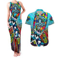 Autism Awareness Australia Port Adelaide Power Couples Matching Tank Maxi Dress and Hawaiian Shirt Aboriginal Indigenous Art