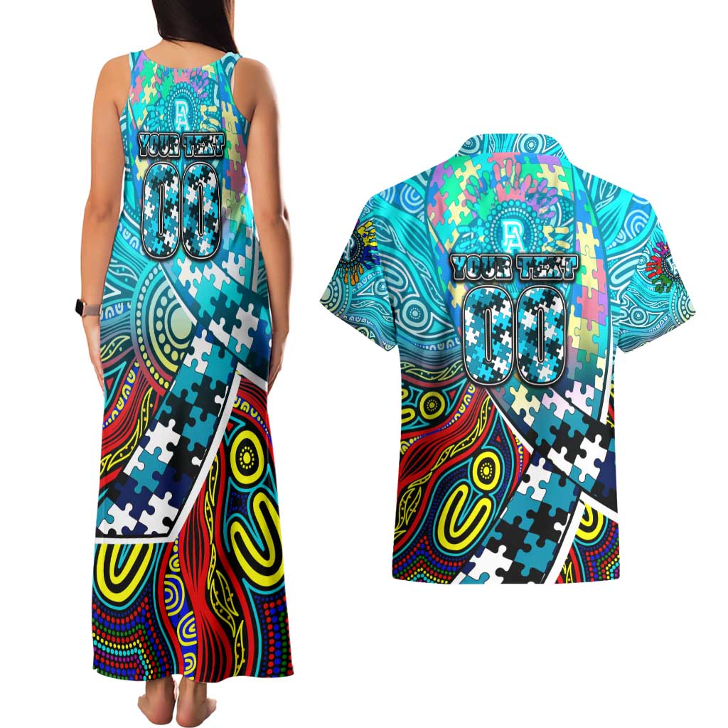 Autism Awareness Australia Port Adelaide Power Couples Matching Tank Maxi Dress and Hawaiian Shirt Aboriginal Indigenous Art