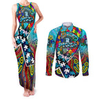 Autism Awareness Australia Port Adelaide Power Couples Matching Tank Maxi Dress and Long Sleeve Button Shirt Aboriginal Indigenous Art