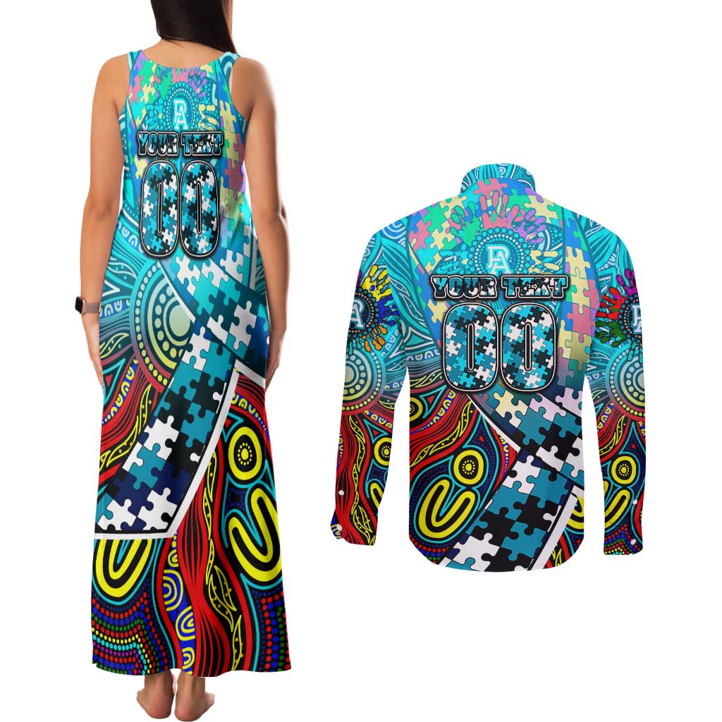 Autism Awareness Australia Port Adelaide Power Couples Matching Tank Maxi Dress and Long Sleeve Button Shirt Aboriginal Indigenous Art