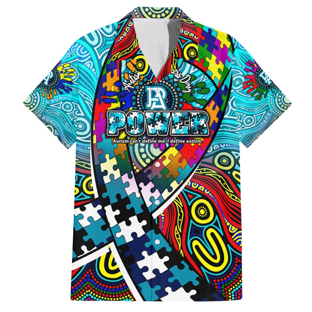 Autism Awareness Australia Port Adelaide Power Family Matching Long Sleeve Bodycon Dress and Hawaiian Shirt Aboriginal Indigenous Art