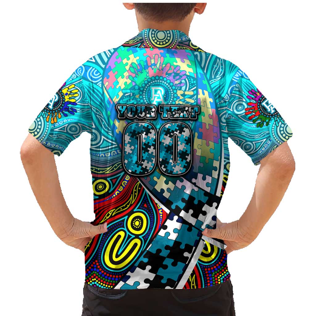 Autism Awareness Australia Port Adelaide Power Family Matching Mermaid Dress and Hawaiian Shirt Aboriginal Indigenous Art