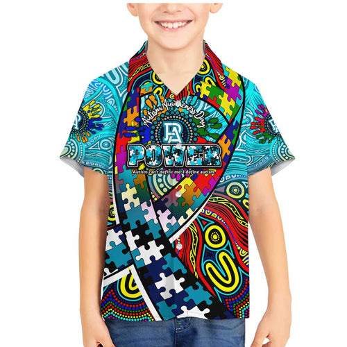 Autism Awareness Australia Port Adelaide Power Family Matching Mermaid Dress and Hawaiian Shirt Aboriginal Indigenous Art