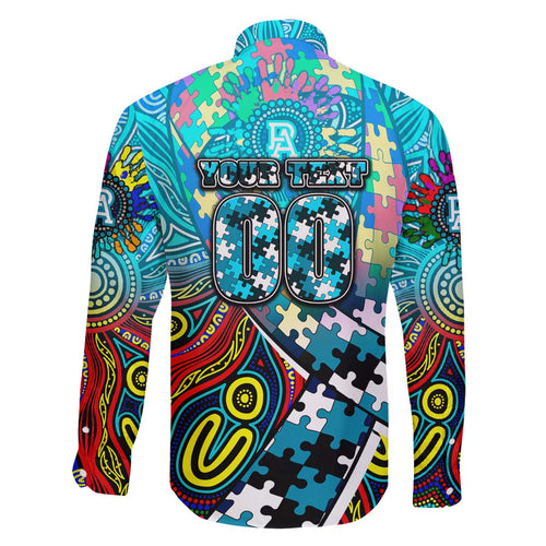 Autism Awareness Australia Port Adelaide Power Family Matching Off The Shoulder Long Sleeve Dress and Hawaiian Shirt Aboriginal Indigenous Art