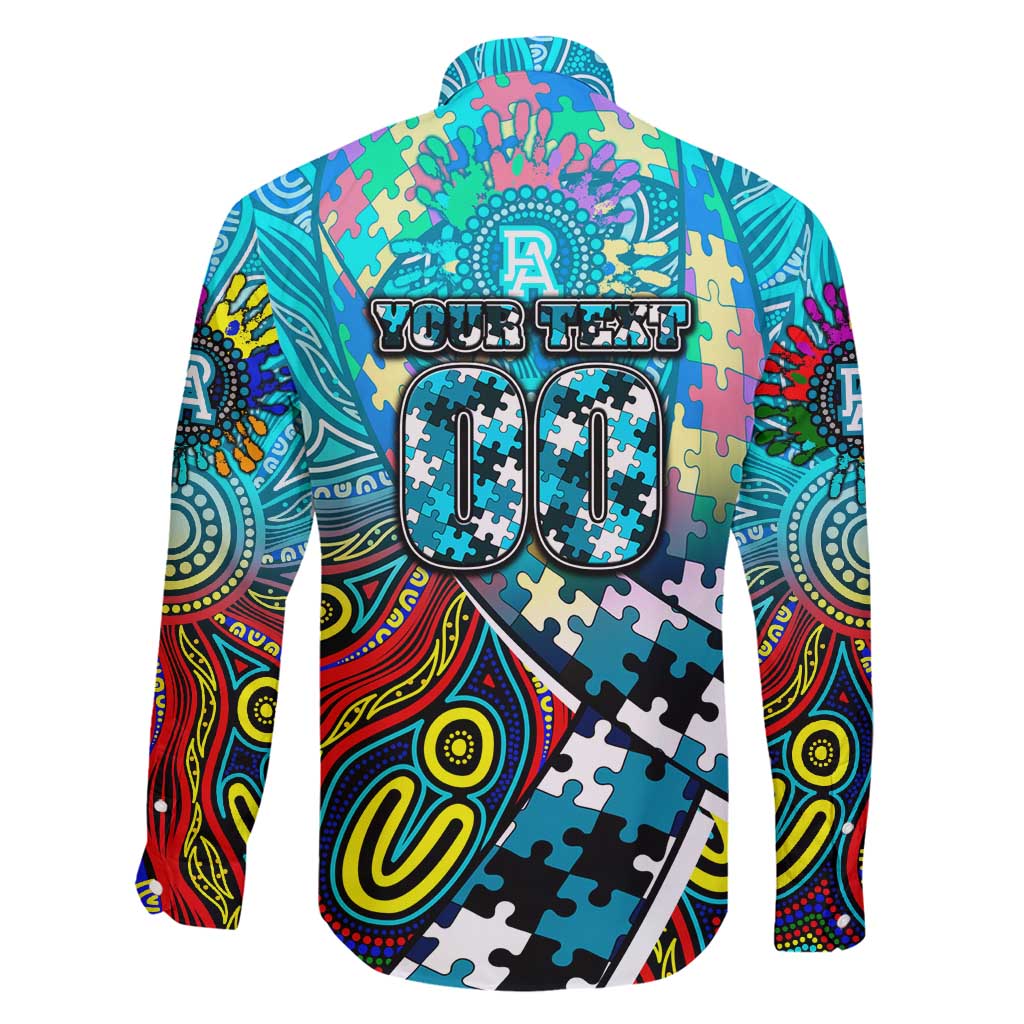 Autism Awareness Australia Port Adelaide Power Family Matching Off Shoulder Maxi Dress and Hawaiian Shirt Aboriginal Indigenous Art