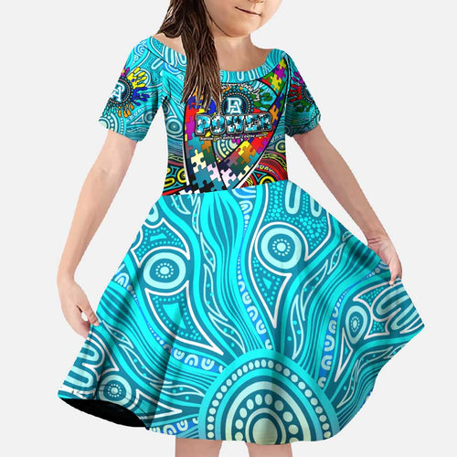 Autism Awareness Australia Port Adelaide Power Family Matching Summer Maxi Dress and Hawaiian Shirt Aboriginal Indigenous Art
