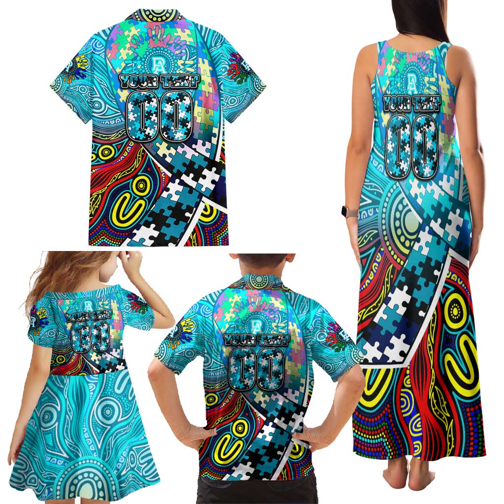 Autism Awareness Australia Port Adelaide Power Family Matching Tank Maxi Dress and Hawaiian Shirt Aboriginal Indigenous Art