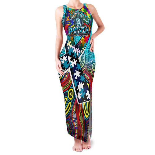 Autism Awareness Australia Port Adelaide Power Family Matching Tank Maxi Dress and Hawaiian Shirt Aboriginal Indigenous Art