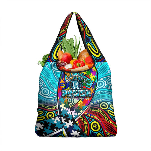 Autism Awareness Australia Port Adelaide Power Grocery Bag Aboriginal Indigenous Art