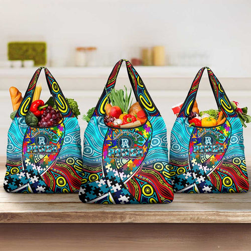 Autism Awareness Australia Port Adelaide Power Grocery Bag Aboriginal Indigenous Art