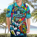 Autism Awareness Australia Port Adelaide Power Hawaiian Shirt Aboriginal Indigenous Art