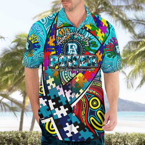 Autism Awareness Australia Port Adelaide Power Hawaiian Shirt Aboriginal Indigenous Art
