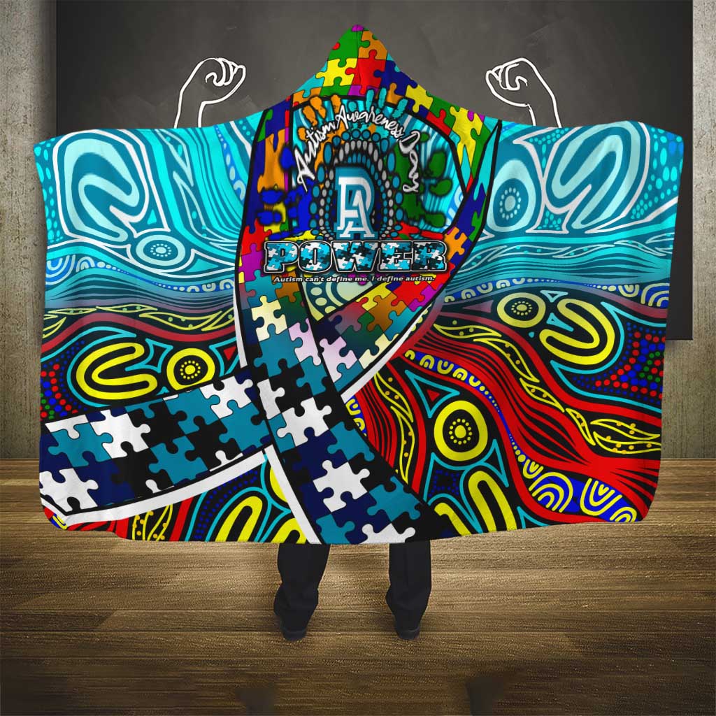 Autism Awareness Australia Port Adelaide Power Hooded Blanket Aboriginal Indigenous Art