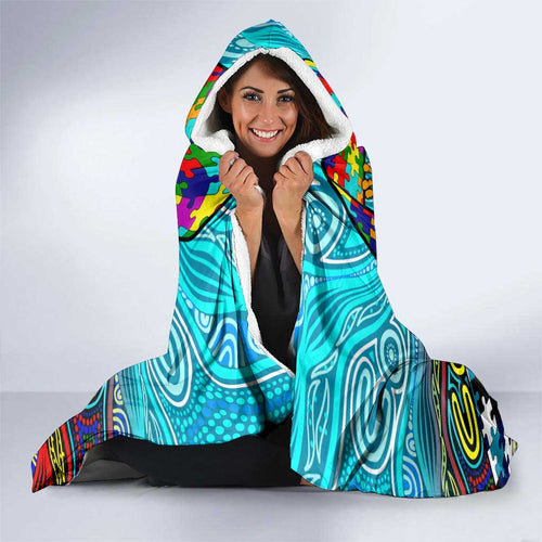 Autism Awareness Australia Port Adelaide Power Hooded Blanket Aboriginal Indigenous Art