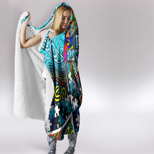 Autism Awareness Australia Port Adelaide Power Hooded Blanket Aboriginal Indigenous Art