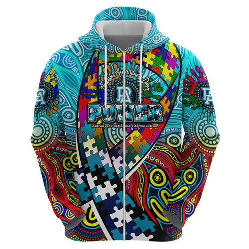 Autism Awareness Australia Port Adelaide Power Hoodie Aboriginal Indigenous Art