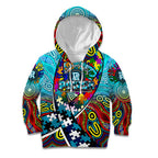 Autism Awareness Australia Port Adelaide Power Kid Hoodie Aboriginal Indigenous Art