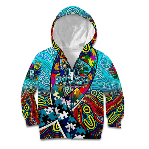 Autism Awareness Australia Port Adelaide Power Kid Hoodie Aboriginal Indigenous Art