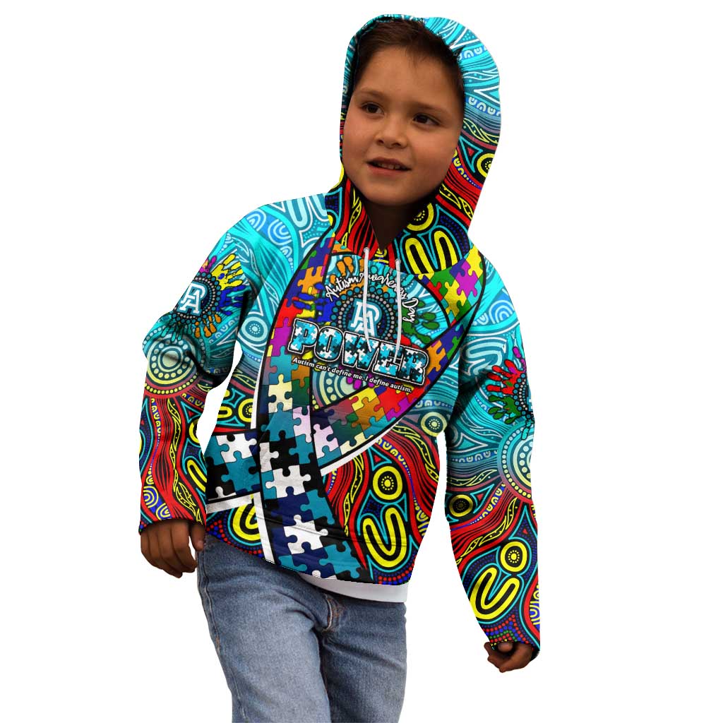 Autism Awareness Australia Port Adelaide Power Kid Hoodie Aboriginal Indigenous Art