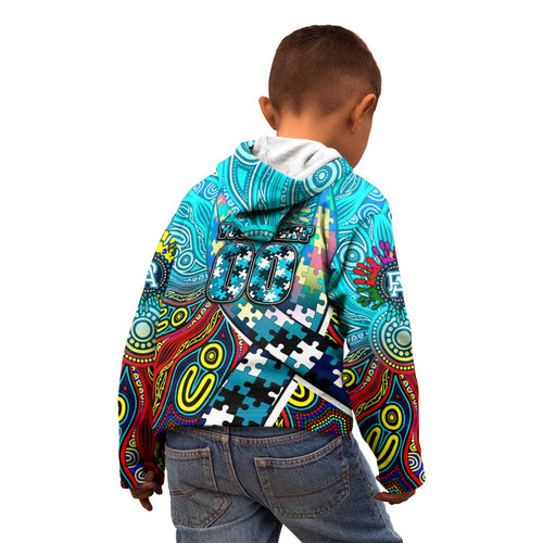 Autism Awareness Australia Port Adelaide Power Kid Hoodie Aboriginal Indigenous Art