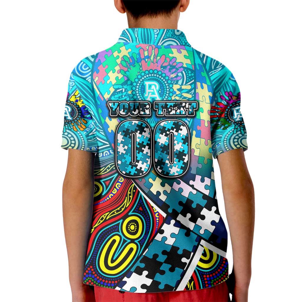 Autism Awareness Australia Port Adelaide Power Kid Polo Shirt Aboriginal Indigenous Art