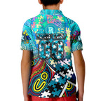 Autism Awareness Australia Port Adelaide Power Kid Polo Shirt Aboriginal Indigenous Art