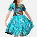 Autism Awareness Australia Port Adelaide Power Kid Short Sleeve Dress Aboriginal Indigenous Art