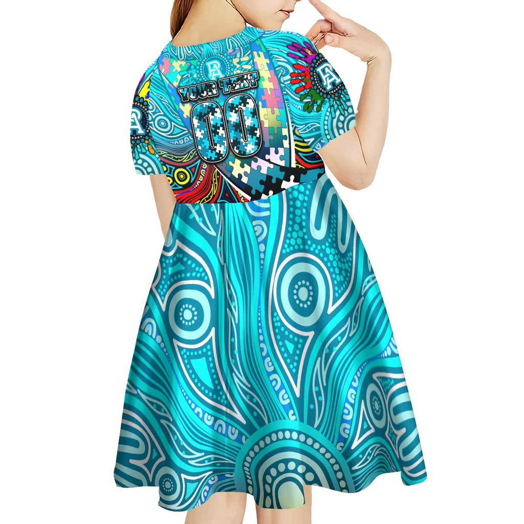 Autism Awareness Australia Port Adelaide Power Kid Short Sleeve Dress Aboriginal Indigenous Art