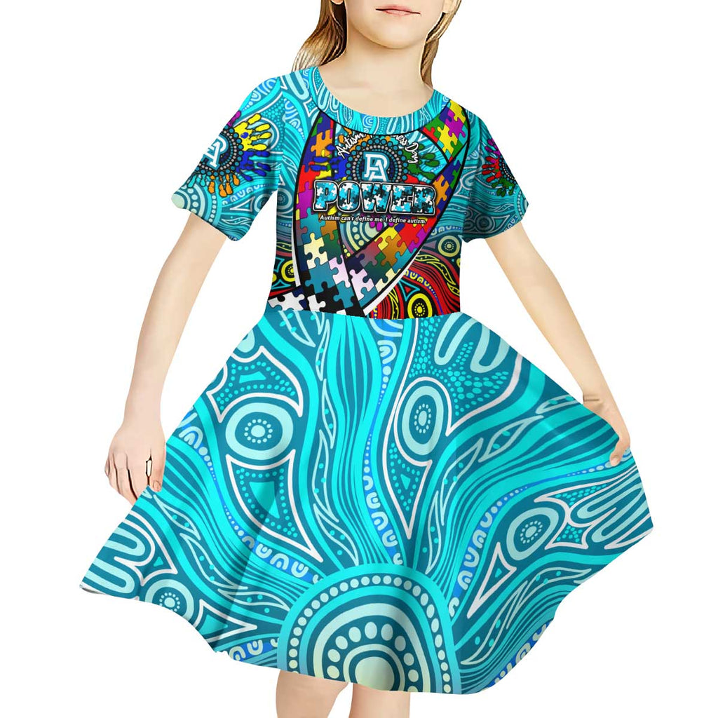 Autism Awareness Australia Port Adelaide Power Kid Short Sleeve Dress Aboriginal Indigenous Art