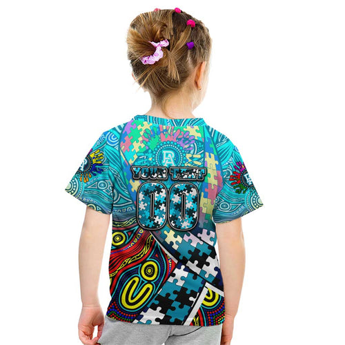 Autism Awareness Australia Port Adelaide Power Kid T Shirt Aboriginal Indigenous Art