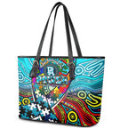 Autism Awareness Australia Port Adelaide Power Leather Tote Bag Aboriginal Indigenous Art