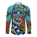 Autism Awareness Australia Port Adelaide Power Long Sleeve Button Shirt Aboriginal Indigenous Art