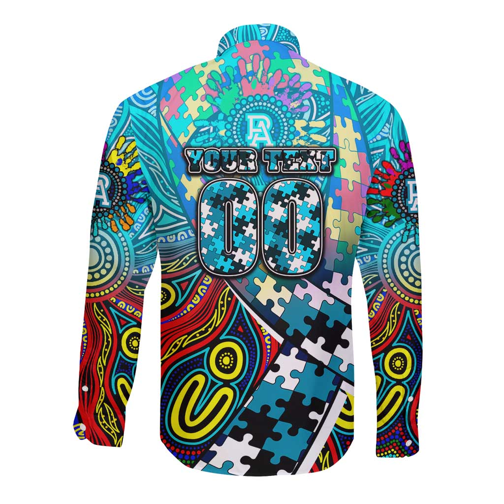 Autism Awareness Australia Port Adelaide Power Long Sleeve Button Shirt Aboriginal Indigenous Art