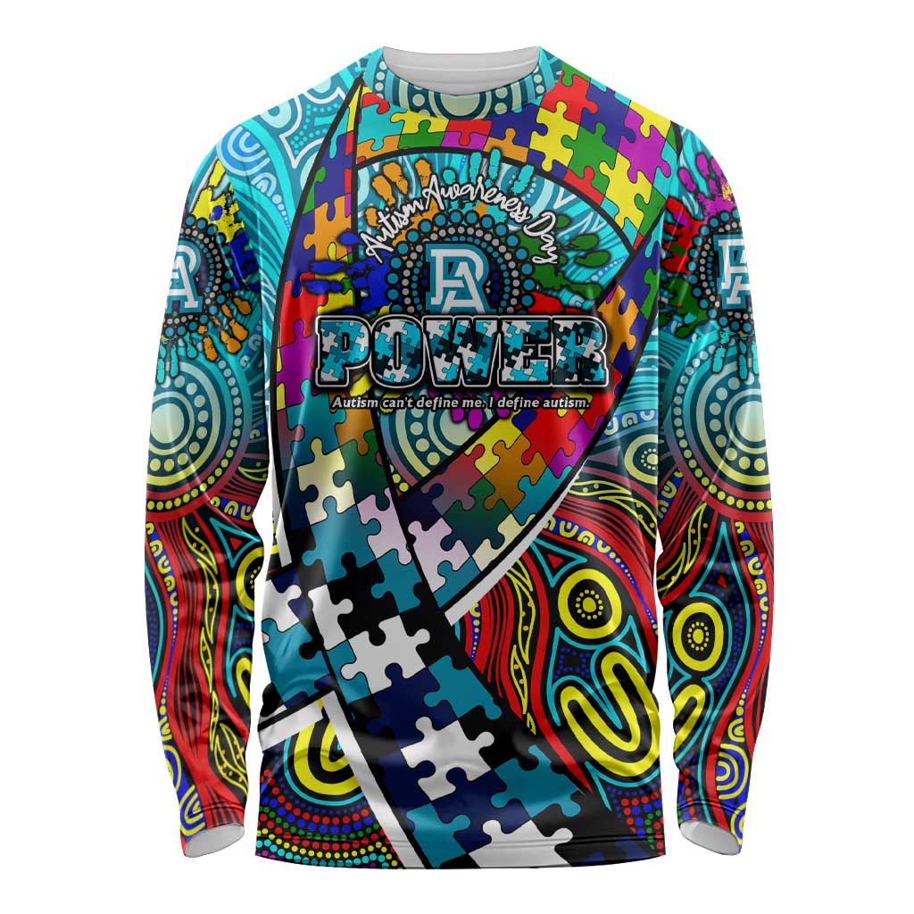 Autism Awareness Australia Port Adelaide Power Long Sleeve Shirt Aboriginal Indigenous Art