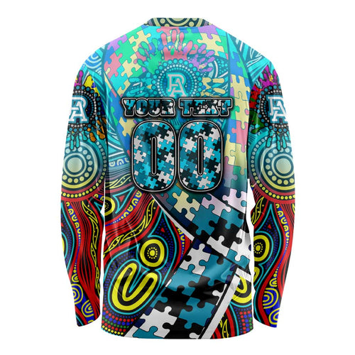 Autism Awareness Australia Port Adelaide Power Long Sleeve Shirt Aboriginal Indigenous Art