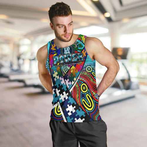 Autism Awareness Australia Port Adelaide Power Men Tank Top Aboriginal Indigenous Art