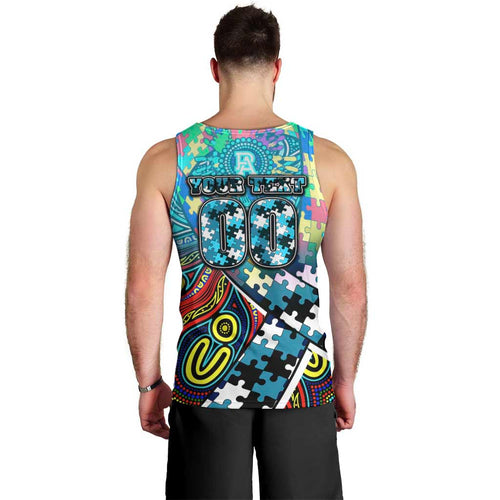 Autism Awareness Australia Port Adelaide Power Men Tank Top Aboriginal Indigenous Art