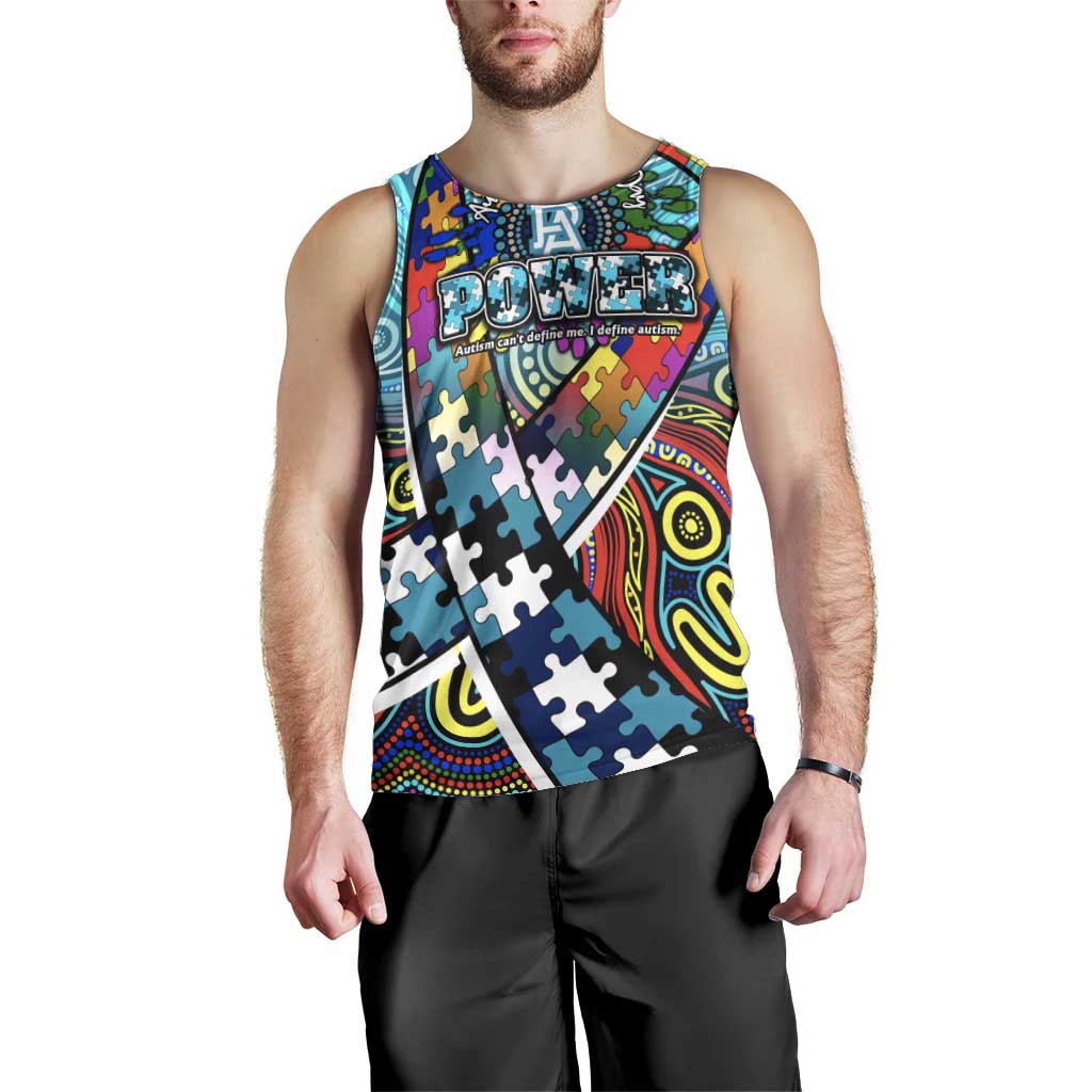 Autism Awareness Australia Port Adelaide Power Men Tank Top Aboriginal Indigenous Art