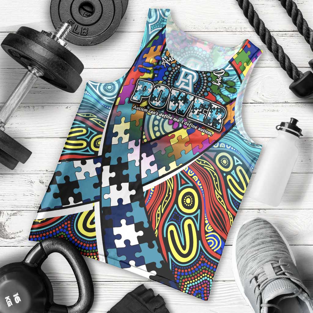 Autism Awareness Australia Port Adelaide Power Men Tank Top Aboriginal Indigenous Art