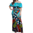 Autism Awareness Australia Port Adelaide Power Off Shoulder Maxi Dress Aboriginal Indigenous Art