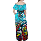 Autism Awareness Australia Port Adelaide Power Off Shoulder Maxi Dress Aboriginal Indigenous Art