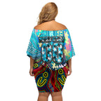 Autism Awareness Australia Port Adelaide Power Off Shoulder Short Dress Aboriginal Indigenous Art