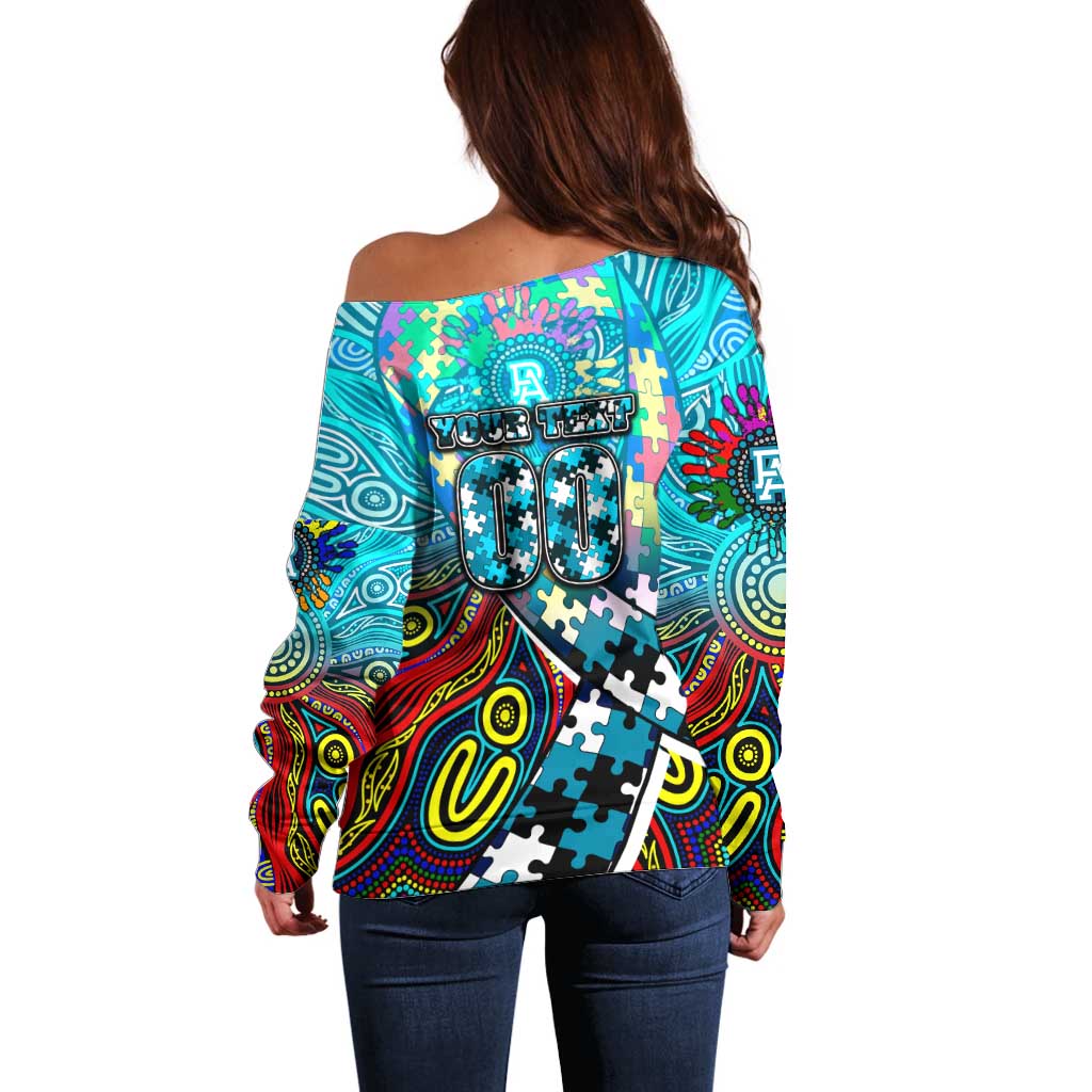 Autism Awareness Australia Port Adelaide Power Off Shoulder Sweater Aboriginal Indigenous Art