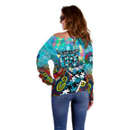 Autism Awareness Australia Port Adelaide Power Off Shoulder Sweater Aboriginal Indigenous Art